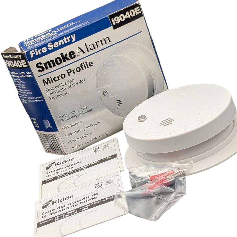 Kidde Fire Sentry i9040E Smoke Alarm Micro Profile 9V Battery Test Button‎ LED